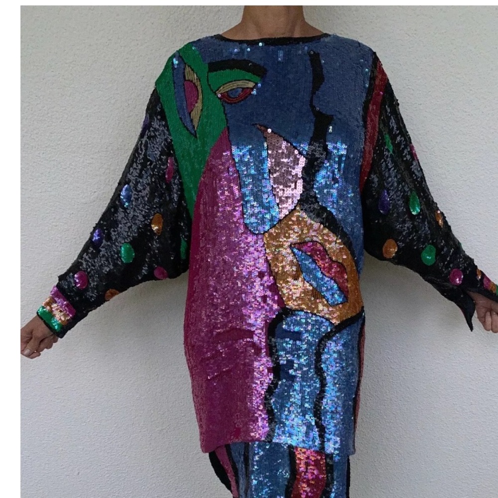 Vintage peter max era sequin dress - Picture 1 of 4